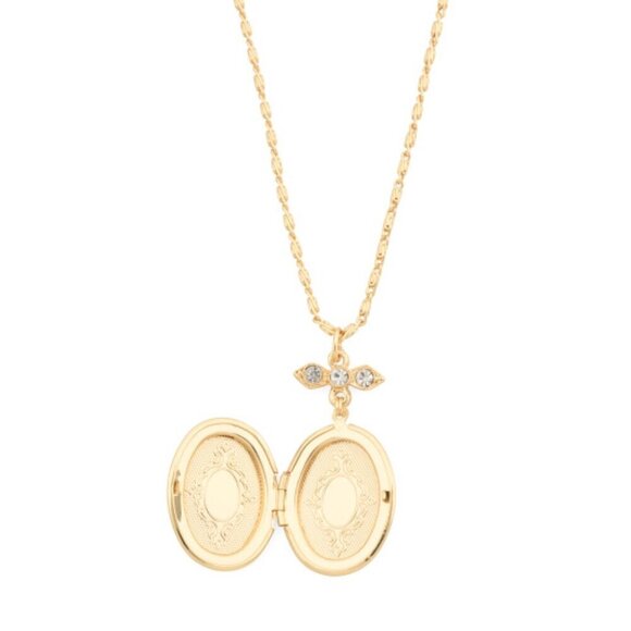 New Ben-Amun 24k Gold Plated Crystal Locket Necklace NWT - Picture 3 of 5